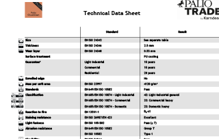Palio Gluedown plus technical data sheet