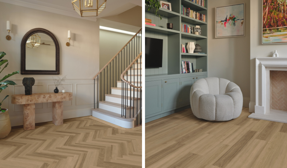 Palio Essenza  Belluno Ash wood LVT flooring in straight plank and herringbone
